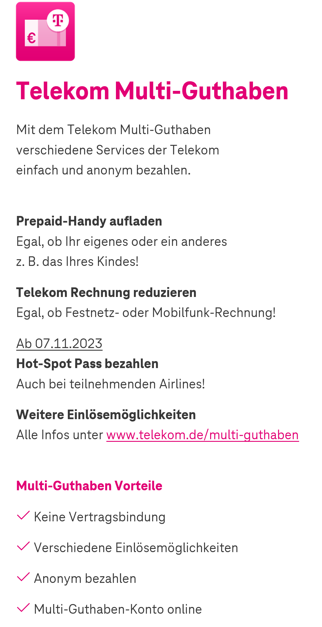 Telekom - Multi-Guthaben kaufen Avernis